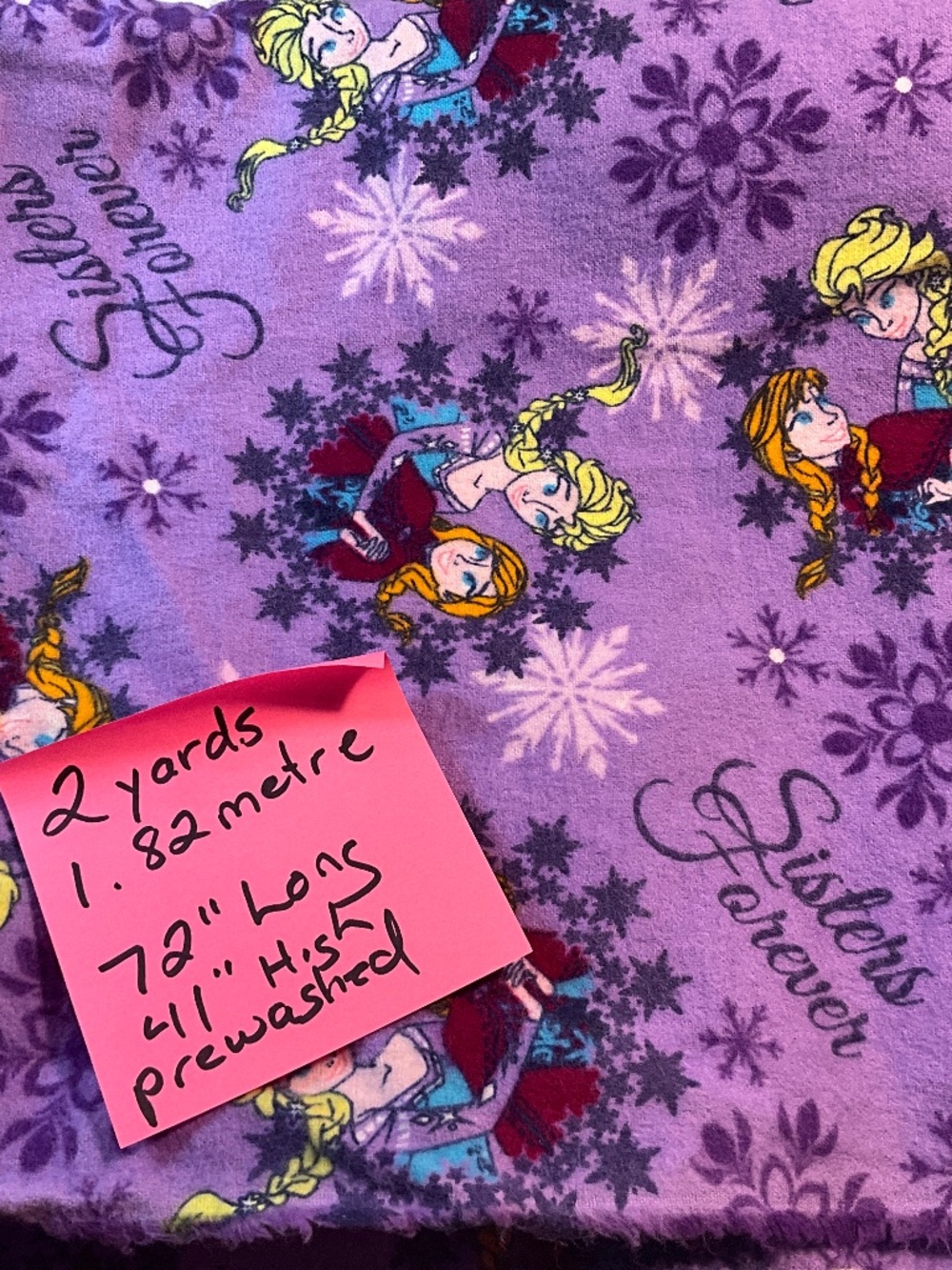 Large Disney Frozen Flannel Fabric Piece 2 yards